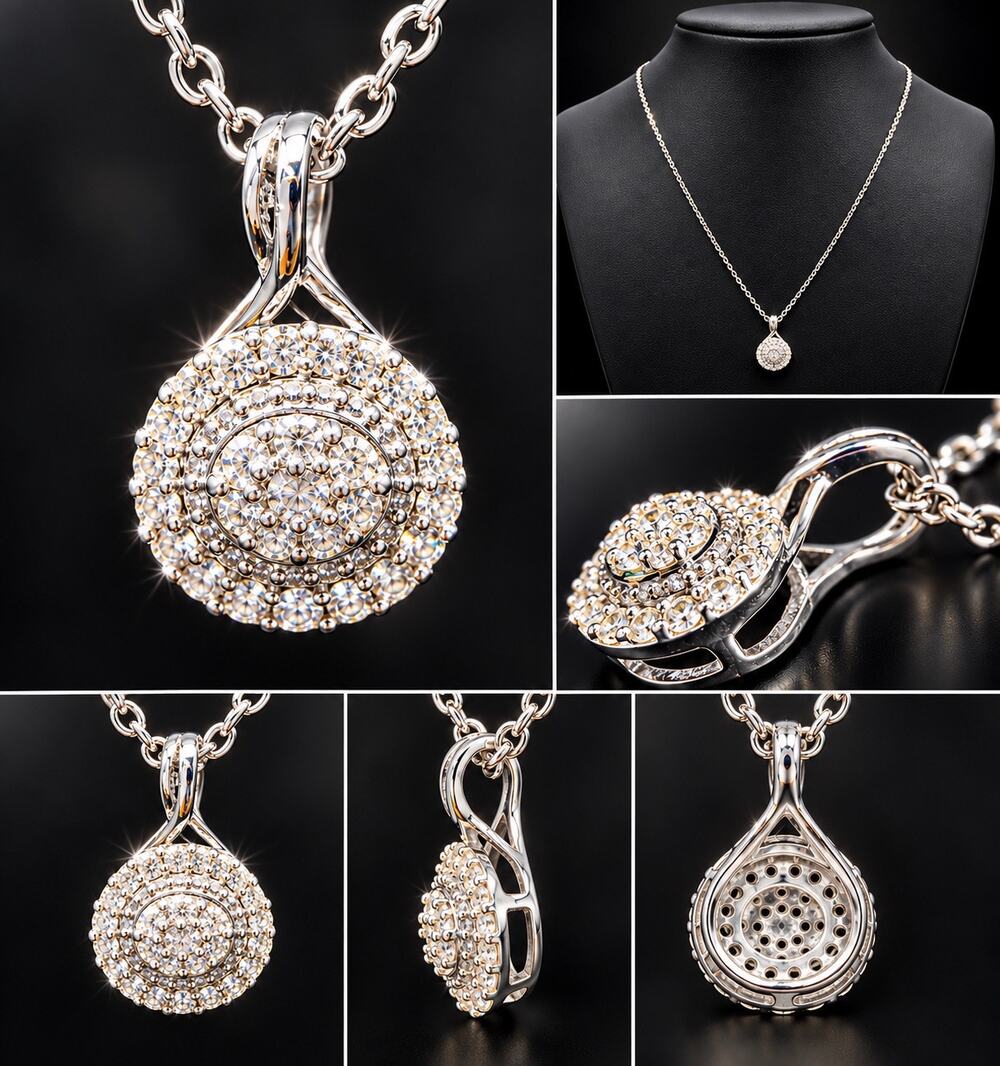 0.10 CTW Lab Grown Diamond 925 Sterling Silver Cluster Pendant Necklace